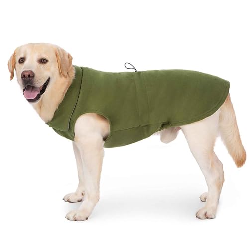 PJDDP Warme Hundejacke, Verstellbaren Hundeweste, Winddichtes Reflektierend Winterweste, Warme Hundeweste Mit Harness Loch, Für Kleine, Mittlere Und Große Hunde,Military Green,M von PJDDP