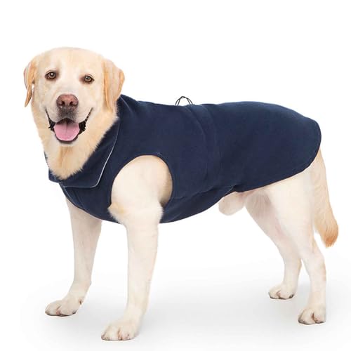 PJDDP Warme Hundejacke, Verstellbaren Hundeweste, Winddichtes Reflektierend Winterweste, Warme Hundeweste Mit Harness Loch, Für Kleine, Mittlere Und Große Hunde,Navy Blue,M von PJDDP