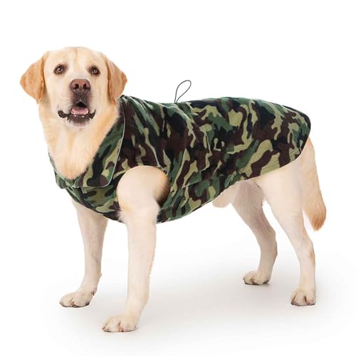 PJDDP Warme Hundejacke, Verstellbaren Hundeweste, Winddichtes Reflektierend Winterweste, Warme Hundeweste Mit Harness Loch, Für Kleine, Mittlere Und Große Hunde,Tarnen,L von PJDDP