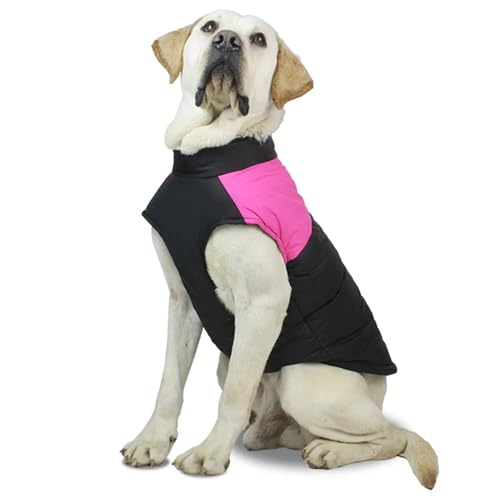 PJDDP Warme Winter-Haustierkleidung, Hundejacke, Winter-Hundemantel mit Geschirr, eingebauter wasserdichter Hund, warme Weste für Hunde bei kaltem Wetter,Rosa,5XL von PJDDP