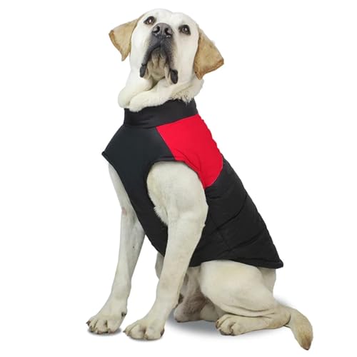 PJDDP Warme Winter-Haustierkleidung, Hundejacke, Winter-Hundemantel mit Geschirr, eingebauter wasserdichter Hund, warme Weste für Hunde bei kaltem Wetter,Rot,3XL von PJDDP