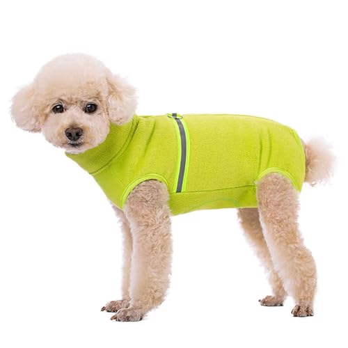 PJDDP Warmer Hundemantel, Winddichte Jacke, Hundeweste, Winter Hundemantel Mit D-Ring Und Reflektierender Streifen, Für Kleine Hund, Spazierengehen, Wandern,Fluorescent Green,S von PJDDP