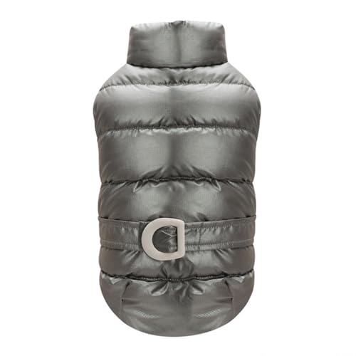 PJDDP Wasserabweisende Hundejacke, Hundedaunen-Pufferjacke, Hundekaltwettermäntel, Verstellbare Hundedaunenweste, Winddichte Hundebekleidung,Grau,L von PJDDP