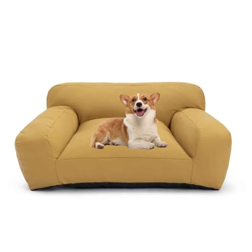 PJDDP Wasserdicht Hundesofa, Anti-Angst-Hundebett, Flauschiges Katzensofa Mit Abnehmbarem Waschbarem Bezug, Rutschfestem Boden,Gelb,XL von PJDDP