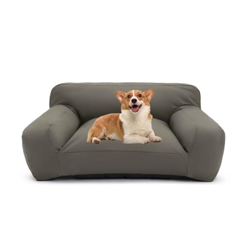 PJDDP Wasserdicht Hundesofa, Anti-Angst-Hundebett, Flauschiges Katzensofa Mit Abnehmbarem Waschbarem Bezug, Rutschfestem Boden,Grau,M von PJDDP