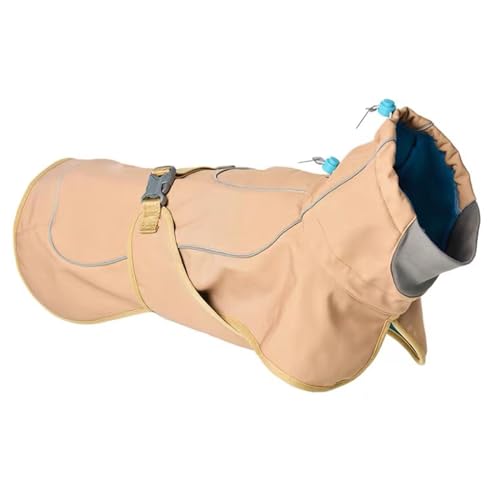 PJDDP Wasserdichter, Warmer Hundemantel, Hundemantel Mit Hohem Kragen, Reflektierend Und Verstellbar Hundewintermantel Softshell-Hundemantel,Braun,XXL von PJDDP