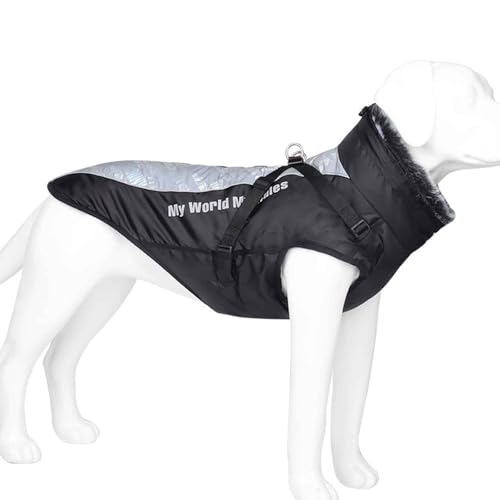 PJDDP Wasserdichter Hundemantel, Winter Warme Hundejacke, Wasserdichter Reflektierender Hundemantel Mit Pelzkragen Für Mittelere Und Große Hunde,Glare White,XL von PJDDP