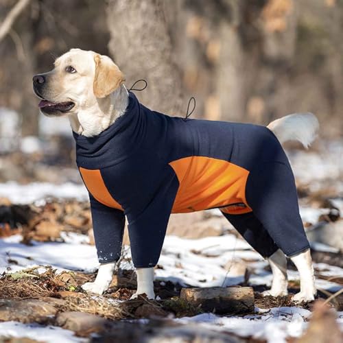 PJDDP Winddichte Jacke, Kalter Wettermantel, 4 Beine Warmer Hundeoverall, Warme Haustier Jacke, Verstellbaren Hundemantel, Für Mittlere Und Große Hunde,Orange,M von PJDDP