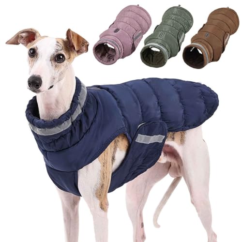 PJDDP Winter-Hundemantel, wasserdichte Hundejacke, Winddicht, Reflektierend, Hoher Kragen, Hunde-Schneejacke, Dicker Baumwollmantel,Blau,3XL von PJDDP