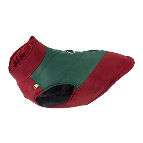 PJDDP Winter Wasserdicht Hundejacke, Winddichte Wintermantel Hund Mit Reflektierender Streifen Und D-Ring, Für Kleine Mittlere Und Große Hunde,Wine red + Green,M von PJDDP