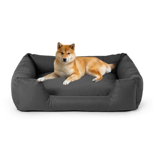 PJDDP wasserdichte Hundebett, Anti-Angst-Hundebett, Flauschiges Haustier-Couchbett Für Outdoor-Reisen Und Camping, Leicht Zu Reinigen, Rutschfester Boden,Schwarz,S von PJDDP