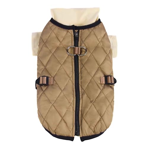 PJDDP wasserdichte Hundemantel, Hunde Winterjacken, Warme Hundemäntel, Verstellbar Hundejacke Mit D-Ring Für Kaltes Wetter, Für Kleine Hunde,Braun,S von PJDDP