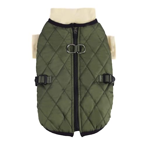 PJDDP wasserdichte Hundemantel, Hunde Winterjacken, Warme Hundemäntel, Verstellbar Hundejacke Mit D-Ring Für Kaltes Wetter, Für Kleine Hunde,Grün,3XL von PJDDP