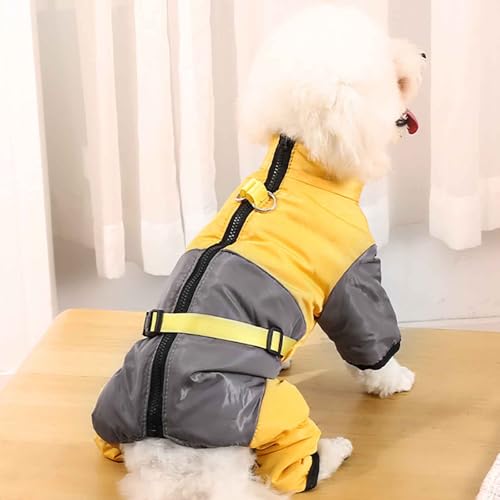 PJDDP wasserdichte Hundeschneejacke Für Kaltes Wetter Hundemäntel, Winddichte Hundemantel Mit D-Ring, Hunde Winterjacke, Für Kleine Hunde,Gelb,XS von PJDDP