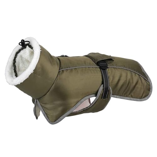 PJDDP wasserdichte Warme Hundejacke, Hundemantel Winter, Warmer Fleece Hund Wintermantel Für Kleine, Reflektierende Sicherheit Wintermäntel Für Hunde,Army Green,3XL von PJDDP