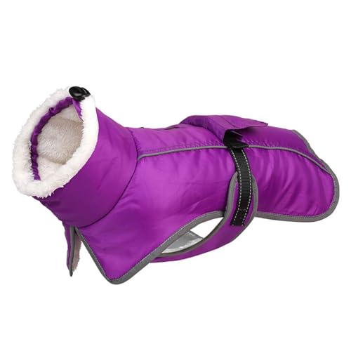 PJDDP wasserdichte Warme Hundejacke, Hundemantel Winter, Warmer Fleece Hund Wintermantel Für Kleine, Reflektierende Sicherheit Wintermäntel Für Hunde,Lila,XXL von PJDDP