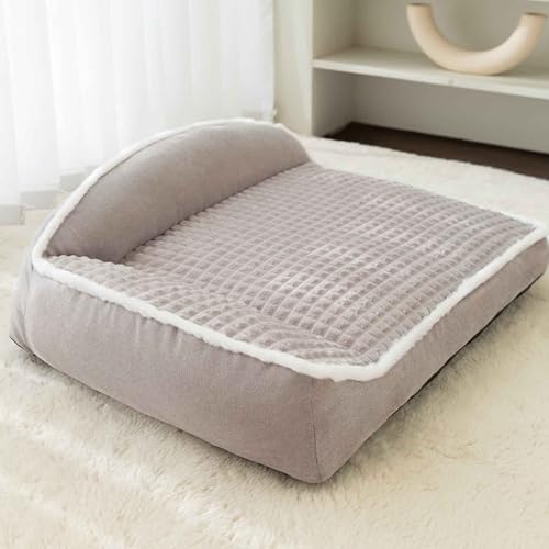 Plüsch Hundebett, Hundesofa, Flauschiges Katzenbett, Haustierbett Mit Abnehmbarem Und Waschbar Bezug Für Kleine,Mittlere,Große Hunde & Katzen,Grau,3XL von PJDDP