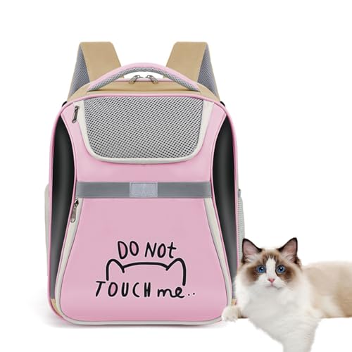 PJDDP Rosa,Katzentransportbox, Haustier Rucksack Mit Netzfenster Hundetransportbox Atmungsaktive Und Leichte Hundetasche Für Kleine Hunde, Katzen Hunde Tragetasche von PJDDP