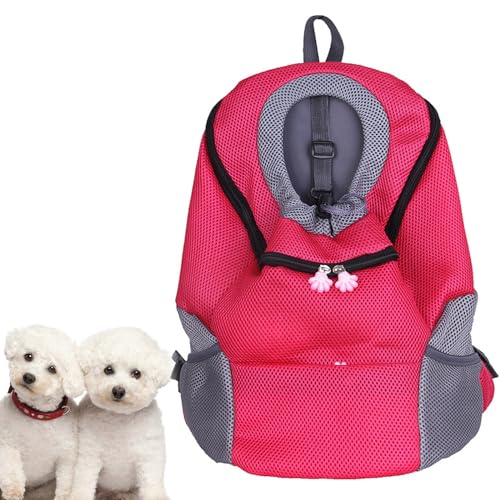 Rosa,S,Hunde Rucksack Träger, Haustier Rucksack Vorne Mit Sicherheitsgurt Für Katzen Und Hunde Welpen, Bequem Atmungsaktiv Katzenrucksack Perfekt Für Reisen Wandern Spazierengehen von PJDDP