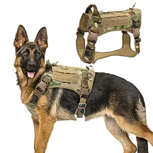 Taktisches Hundegeschirr Molle Für Kleine Mittlere Große Hunde,Taktische Hundegeschirrweste Brustgeschirr Hundeweste Verstellbare Weste Für Spaziergänge Training Mit Metallschnallen,Cp,L von PJDDP