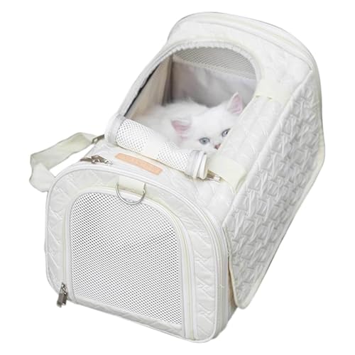 PJDDP Transportbox Katzen/Kleiner Hund, Katzentasche, Transporttasche Mit Kratzfreie Netz, Hundetragetasche Mit Einstellbar Schultergurt, Katzenbox Für Katzen Welpe von PJDDP