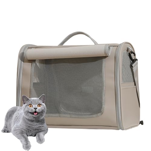 PJDDP Transportbox Katzen/Kleiner Hund, Transporttasche Mit Kratzfreie Netz, Hundetragetasche Mit Einstellbar Schultergurt, Katzenbox Für Katzen/Kleiner Hunde/Welpe von PJDDP