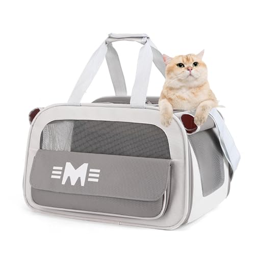 Transporttasche Für Katze Hund - Hundebox Faltbar, Transportbox Katze, Hunde Und Katzen Auto Haustiertransportbox, Für Kleingroße Hunde, Katze,Grau von PJDDP