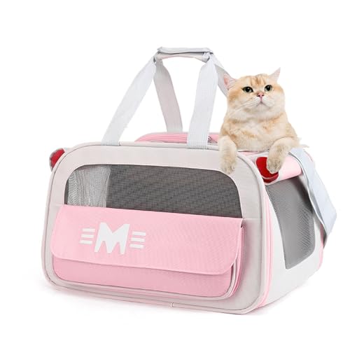 Transporttasche Für Katze Hund - Hundebox Faltbar, Transportbox Katze, Hunde Und Katzen Auto Haustiertransportbox, Für Kleingroße Hunde, Katze,Rosa von PJDDP