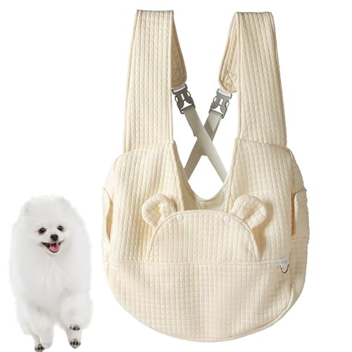 PJDDP Umhängetasche Für Hunde Und Katze, Tragetasche Für Hund Und Katze, Hundetasche Für Kleine Hunde Bis Zu 6Kg Für Reisen, Zum Spazieren Und Gassi Gehen,Beige von PJDDP