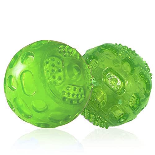 2 Packungen langlebige Hundespielzeug, 8,1 cm, Gummi, quietschend, unzerstörbar, Hundespielzeug, Ball, interaktives Spielzeug (grün + grün) von PJDH