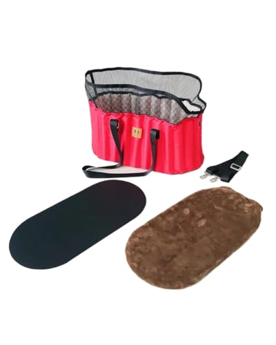 PJJUHS Hunde Autositz Für Kleine Hunde Welpen Und Katzen Auto Für Sitzträger Haustierträger Hundekatzenträger Tragbare Wellenförmige Handtasche Haustier-Einkaufstasche Hundesitz Auto(Red) von PJJUHS