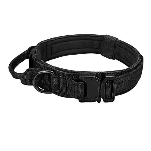 PJRYC Hundehalsband für Spazierengehen, Training, robustes Hundehalsband mit Griff (Farbe: Svart, Größe: XL) von PJRYC