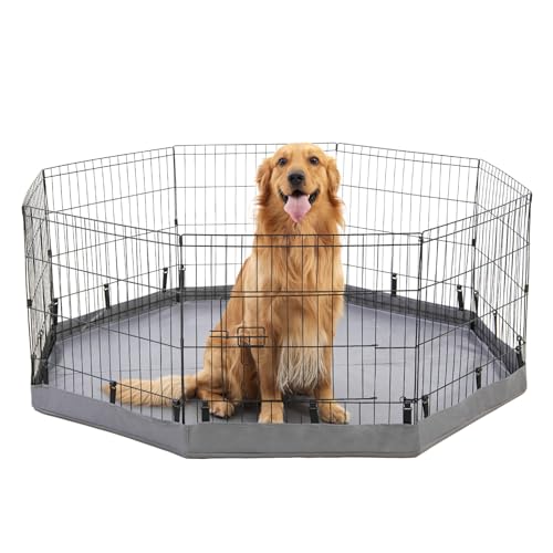 PJYuCien Hunde-Laufstall, Bodenpolster/obere Abdeckung, passend für 61 cm (24 Zoll) 8 Paneele, reguläres achteckiges Metall, Grau (Hinweis: Laufgitter nicht im Lieferumfang enthalten) von PJYuCien