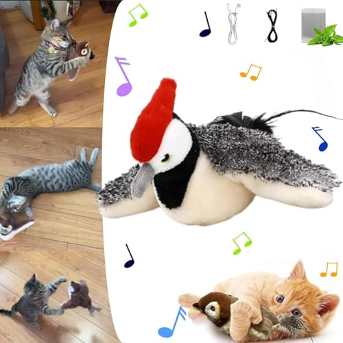 PKKP Katzenspielzeug Vogel, Flapping Bird Cat Toy mit Flügeln Schlagen, Wiederaufladbar Interaktives Katzenspielzeug Selbstbeschäftigung, Elektrisches Vogelspielzeug für Katzen (A2) von PKKP