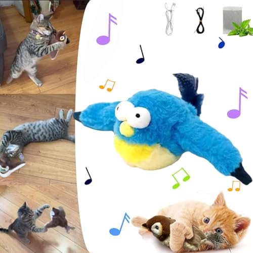 PKKP Katzenspielzeug Vogel, Flapping Bird Cat Toy mit Flügeln Schlagen, Wiederaufladbar Interaktives Katzenspielzeug Selbstbeschäftigung, Elektrisches Vogelspielzeug für Katzen (A4) von PKKP