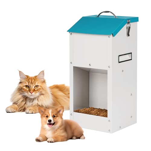 PKNBZN Gravity Katzenfutterstation mit Deckel, Metall Automatischer Futterspender Katze Trockenfutter und Katzenfutterstation für Katzen, Hunde, Kaninchen, Küken und Andere Kleintiere von PKNYBZH