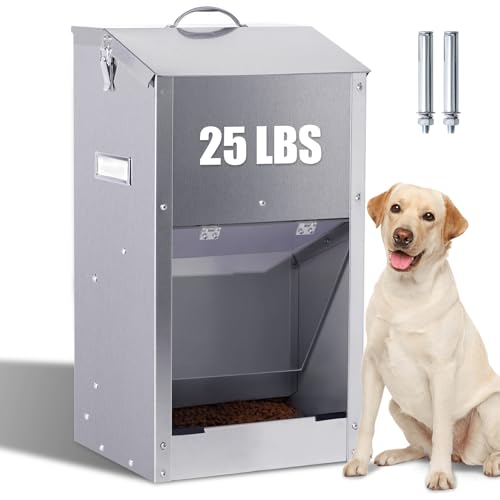 PKNYBZH Automatischer Hundefutterspender Große Rasse mit Griff, Edelstahl Indoor und Outdoor Pet Feeder für Große Hunde, Automatischer Hundefutterspender Große Rasse für Hunde (11.3 kg) von PKNYBZH