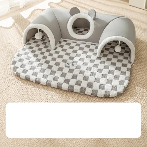 PKRANZYHKAL Katzenbett - Gemütliches Katzennest Bett & Schlafsack für Hauskatzen, Kätzchenbett mit Tunneldesign, Spiel- und Schlafbereich mit mehreren Eingängen, weicher Plüsch, (Jas Grey, L (6 - 10 von PKRANZYHKAL