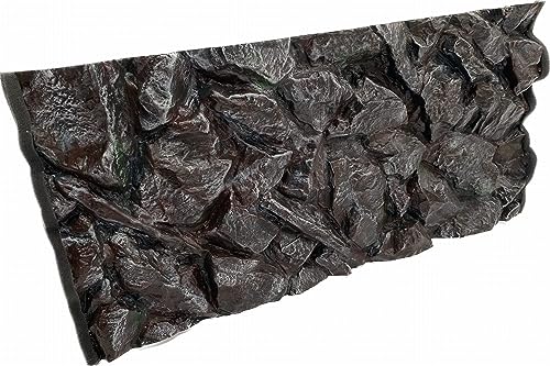 PLASTIKO - Aquarium Hintergrund 3D I Rückwänd 150x50 cm I Leicht zu Montieren und Reinigen I Keine Verklebung Erforderlich I Sicher für Tiere I Braun mit einem Muster aus Hohen Steinen von PLASTIKO