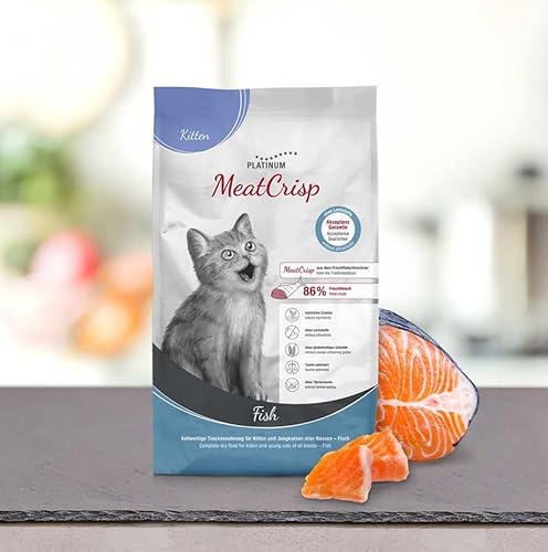 Meat Crisp Fish Kitten Katzen Trockenfutter 86% Fleisch Taurin getreidefrei 400g von PLATINUM