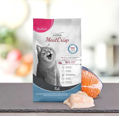 Meat Crisp Sterilised Fish Katzen Trockennahrung 82% Fisch Taurin optimiert 400g von PLATINUM