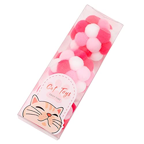 PLCPDM 3 Stück bunt für Katzen mit Glöckchen im Inneren, handgefertigtes Haustier-Trainingsspielzeug, Kätzchen, Kauspielzeug, 4,1 cm, weicher Plüsch von PLCPDM