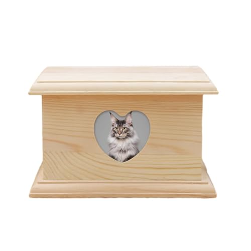 PLCPDM Haustierurnen für Katzen und Hunde, aus Holz, mit Fotorahmen, Beerdigungsbox, Kleintier-Andenken von PLCPDM