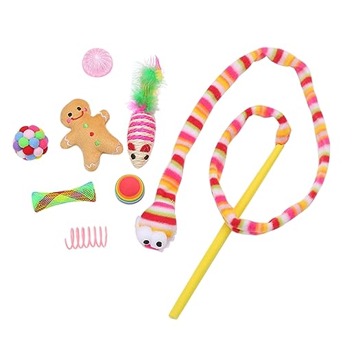 PLCPDM Katzen Spielzeug Weihnachtsstrumpf Form Set Plüsch für Haustier mit Maus Spielzeug Katzen Spielzeug Interaktive Stick Zauberstab Spielzeug von PLCPDM