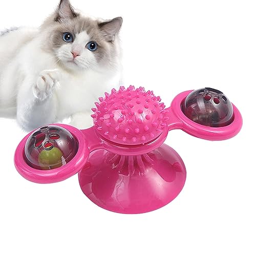 PLIAGE Katze Windmühle Spielzeug, ABS Katzen Saugnapf Spielzeug, Wandhalterung Katze Windmühle Spinner Spielzeug, Drehteller Katze Spielen Spielzeug, Interaktives Katze Windmühle Spielzeug Rad, Katzen von PLIAGE