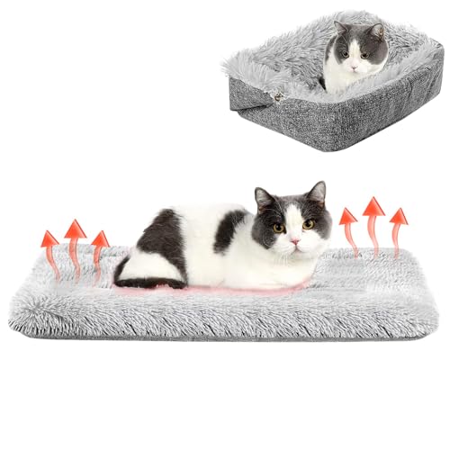 PLLYPE Selbstheizende Decke für Katzen Hunde, Katzenbett 2 in 1 Plüsch Weich, 50 x 60 cm Selbstwärmende Katzendecke Ohne Strom Waschbar Hundedecken Wärmedecke Haustierbett für Katze und Kleine Hunde von PLLYPE