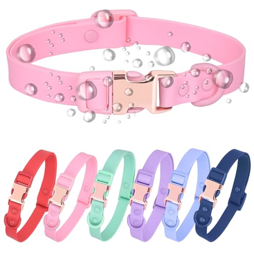 Wasserdichtes Hundehalsband, weiches Gummi, Hundehalsband mit Sicherheitsrose, Metallschnalle, verstellbare Haustierhalsbänder für kleine, mittelgroße und große Hunde von PLOJOP