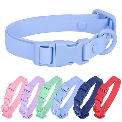 Wasserdichtes Hundehalsband, weiches Gummihalsband mit beschichtetem Gurtband, bequem, verstellbar, Welpenhalsbänder für kleine, mittelgroße und große Haustiere von PLOJOP