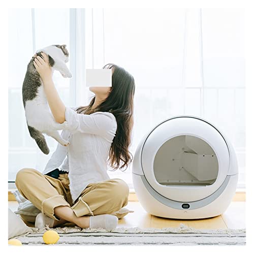 Vollständig geschlossene Katzentoilette Intelligente automatische Katzenreinigungstoiletten Spritzwassergeschützte desodorierende Kitty Sand Box Pet Poop Tray (Color : F, Size : Intelligence) von PLOOTY