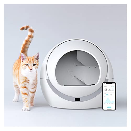 Vollständig geschlossene Katzentoilette Intelligente automatische Katzenreinigungstoiletten Spritzwassergeschützte desodorierende Kitty Sand Box Pet Poop Tray (Color : F, Size : WiFi Version) von PLOOTY